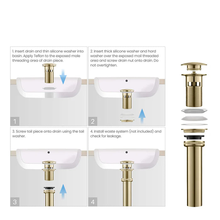 Casa Fixtures - Bathroom Accessories - Bathroom Sink Pop Up Drain Stopper Full Cover with Overflow (PW-3)