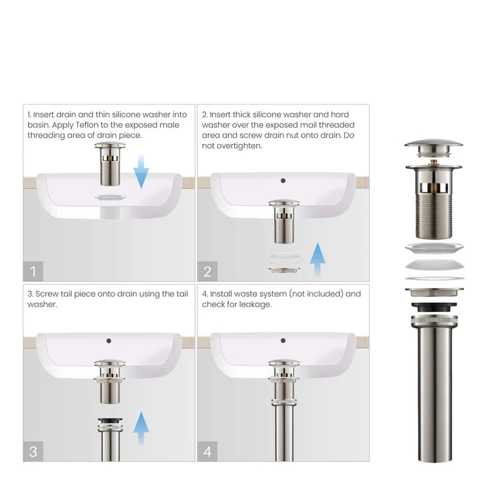 Casa Fixtures - Bathroom Accessories - Bathroom Sink Pop Up Drain Stopper Full Cover with Overflow (PW-3)
