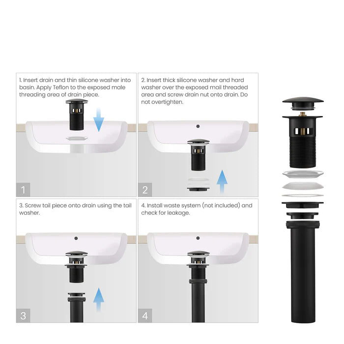 Casa Fixtures - Bathroom Accessories - Bathroom Sink Pop Up Drain Stopper Full Cover with Overflow (PW-3)