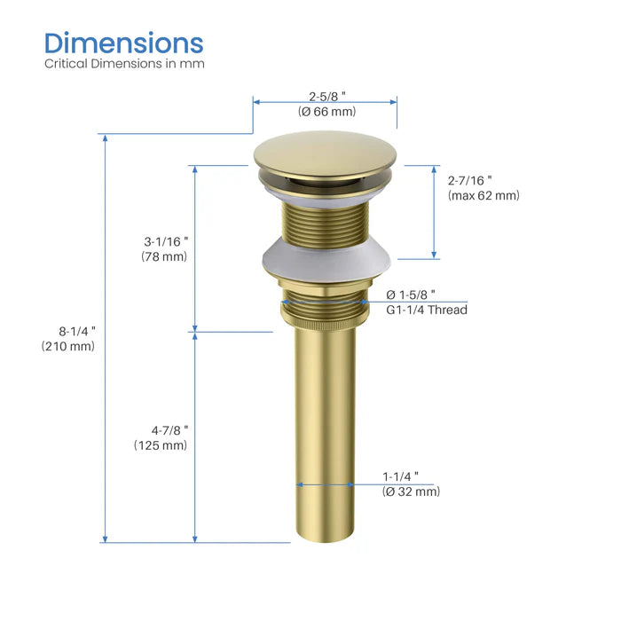 Casa Fixtures - Bathroom Accessories - Bathroom Sink Pop Up Drain Stopper Full Cover without Overflow (PW-4)