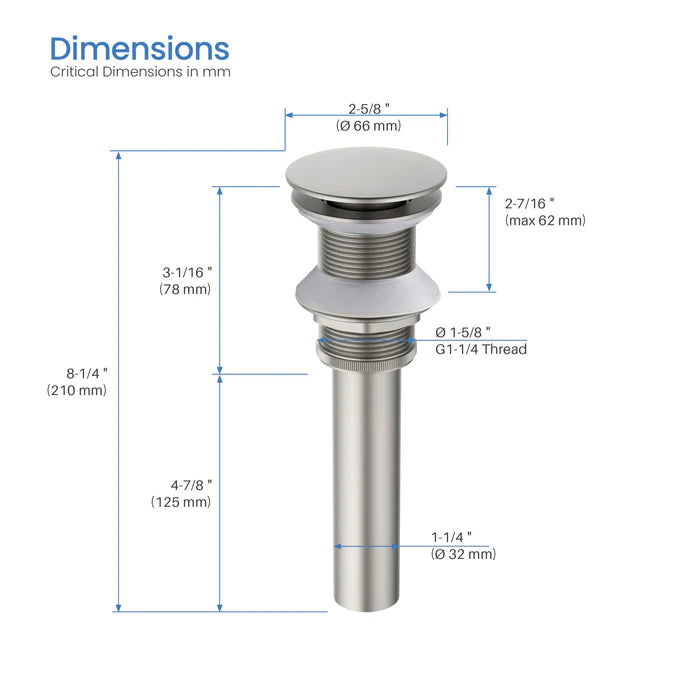 Casa Fixtures - Bathroom Accessories - Bathroom Sink Pop Up Drain Stopper Full Cover without Overflow (PW-4)