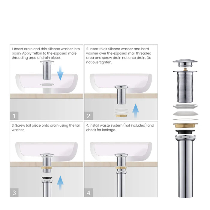 Casa Fixtures - Bathroom Accessories - Bathroom Sink Pop Up Drain Stopper Full Cover without Overflow (PW-4)