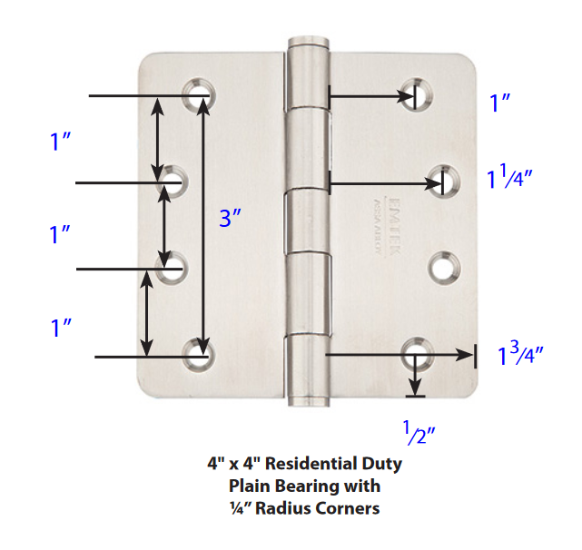 Emtek - Stainless Steel Hinges - Residential Duty Plain Bearing Hinges (Pairs)