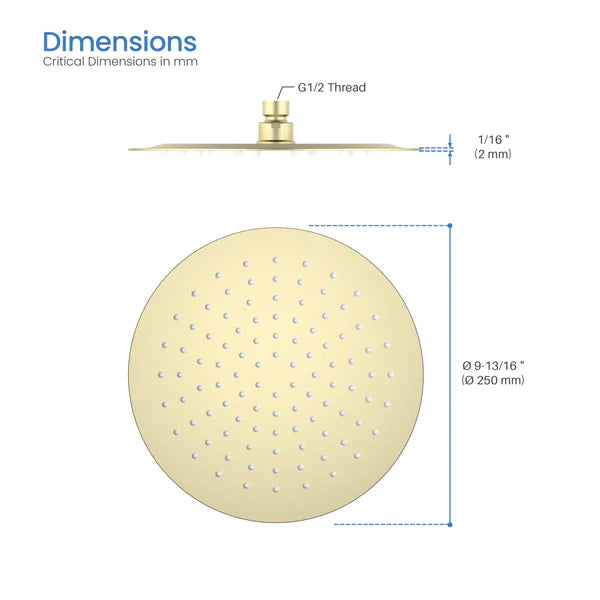 Casa Fixtures - Shower Head - Halo 10" Metal Rain Shower Head 2mm Ultra Thin Profile (RS100)