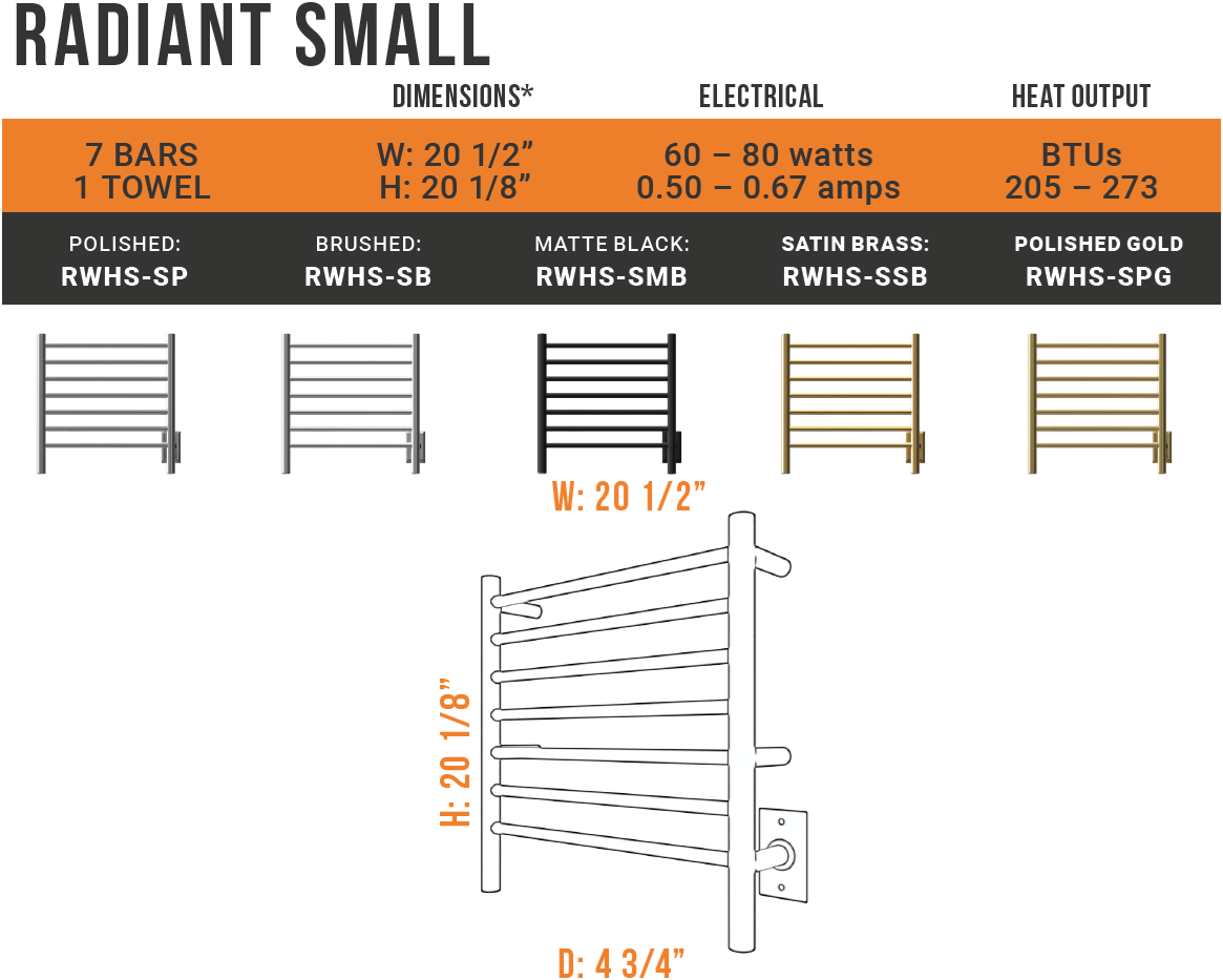 Amba - Radiant Collection - Model Radiant Small Towel Warmer