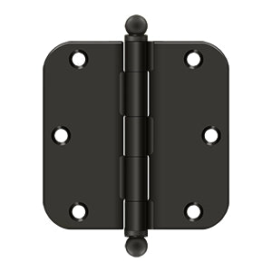 Deltana - Steel Hinges - 3-1/2" x 3-1/2" Residential Door Hinge 5/8" Radius Corner (Pairs) w/ Ball Tips
