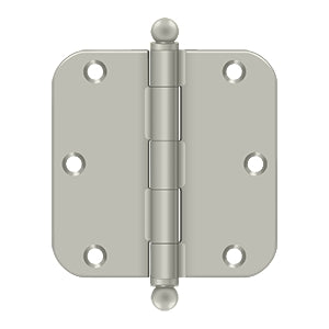 Deltana - Steel Hinges - 3-1/2" x 3-1/2" Residential Door Hinge 5/8" Radius Corner (Pairs) w/ Ball Tips