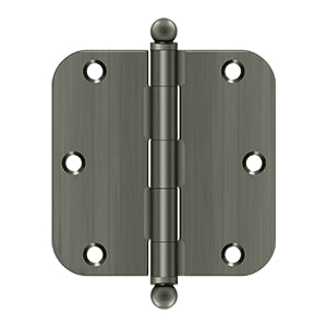 Deltana - Steel Hinges - 3-1/2" x 3-1/2" Residential Door Hinge 5/8" Radius Corner (Pairs) w/ Ball Tips