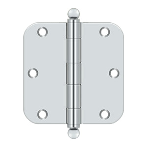 Deltana - Steel Hinges - 3-1/2" x 3-1/2" Residential Door Hinge 5/8" Radius Corner (Pairs) w/ Ball Tips
