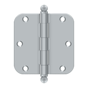 Deltana - Steel Hinges - 3-1/2" x 3-1/2" Residential Door Hinge 5/8" Radius Corner (Pairs) w/ Ball Tips