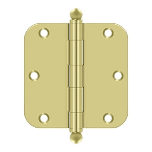 Deltana - Steel Hinges - 3-1/2" x 3-1/2" Residential Door Hinge 5/8" Radius Corner (Pairs) w/ Ball Tips