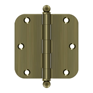 Deltana - Steel Hinges - 3-1/2" x 3-1/2" Residential Door Hinge 5/8" Radius Corner (Pairs) w/ Ball Tips