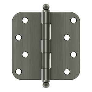 Deltana - Steel Hinges - 4" x 4" Residential Door Hinge 5/8" Radius Corner (Pairs) w/ Ball Tips