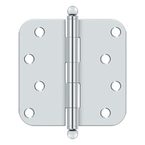 Deltana - Steel Hinges - 4" x 4" Residential Door Hinge 5/8" Radius Corner (Pairs) w/ Ball Tips