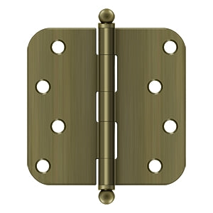 Deltana - Steel Hinges - 4" x 4" Residential Door Hinge 5/8" Radius Corner (Pairs) w/ Ball Tips