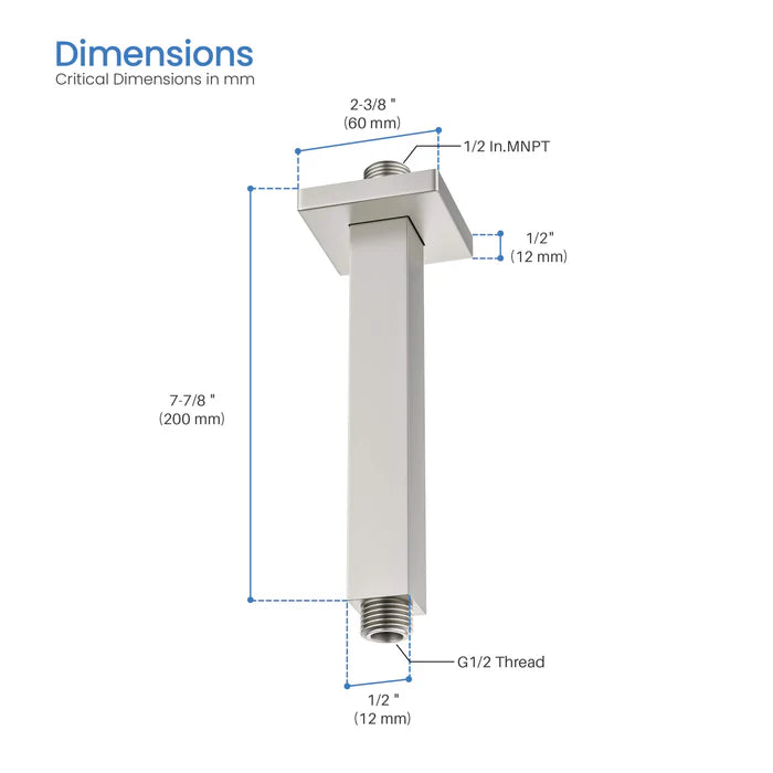 Casa Fixtures - Shower Arm - Quadra 8" Ceiling Mounted Shower Arm (SA0801)
