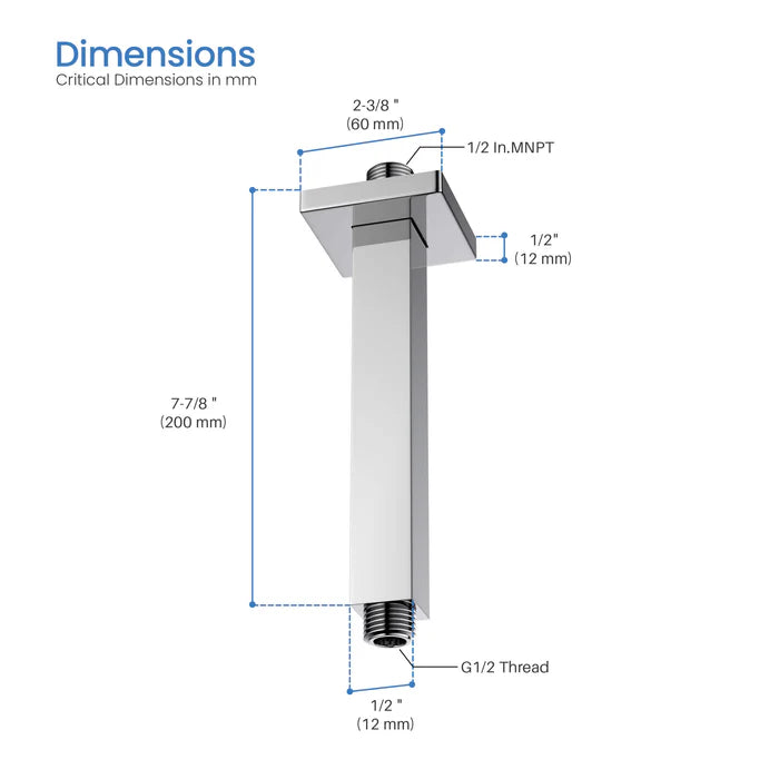 Casa Fixtures - Shower Arm - Quadra 8" Ceiling Mounted Shower Arm (SA0801)