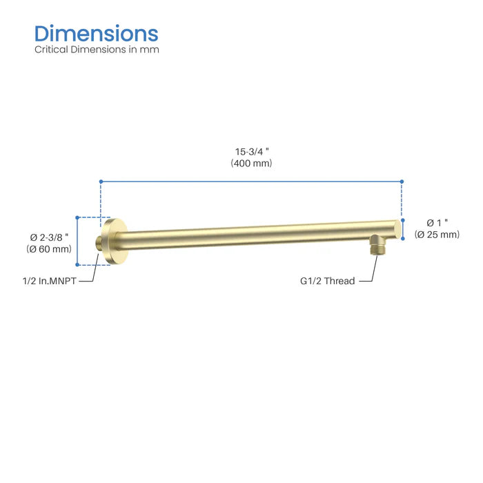 Casa Fixtures - Shower Arm - Halo 16" Wall Mounted Shower Arm (SA1600)
