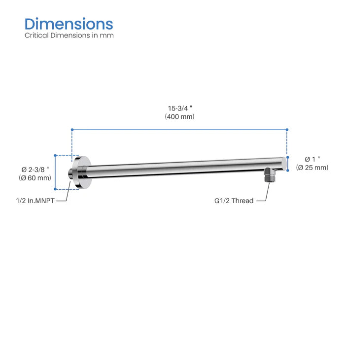 Casa Fixtures - Shower Arm - Halo 16" Wall Mounted Shower Arm (SA1600)