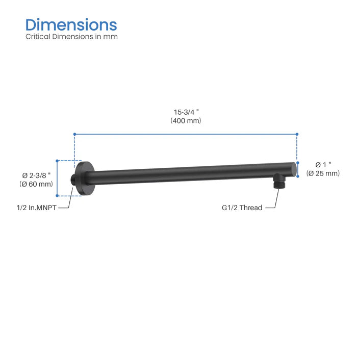 Casa Fixtures - Shower Arm - Halo 16" Wall Mounted Shower Arm (SA1600)