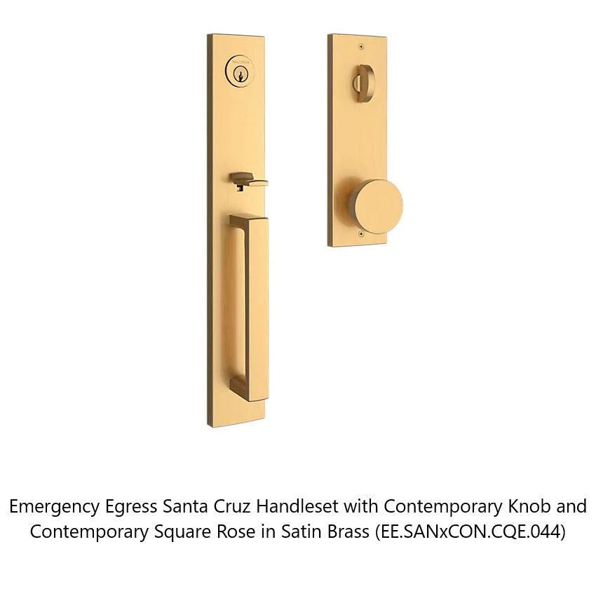 Baldwin - Reserve Collection - Egress Handlesets - Santa Cruz Full Escutcheon Tubular Entry Handleset with Interior Knob (Emergency Egress)