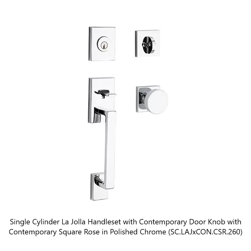 Baldwin - Reserve Collection - Sectional Handlesets - La Jolla Tubular Entry Handleset with Interior Knob (Single Cylinder)