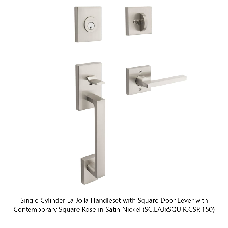 Baldwin - Reserve Collection - Sectional Handlesets - La Jolla Tubular Entry Handleset with Interior Lever (Single Cylinder)