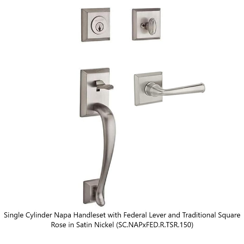 Baldwin - Reserve Collection - Sectional Handlesets - Napa Tubular Entry Handleset with Interior Lever (Single Cylinder)