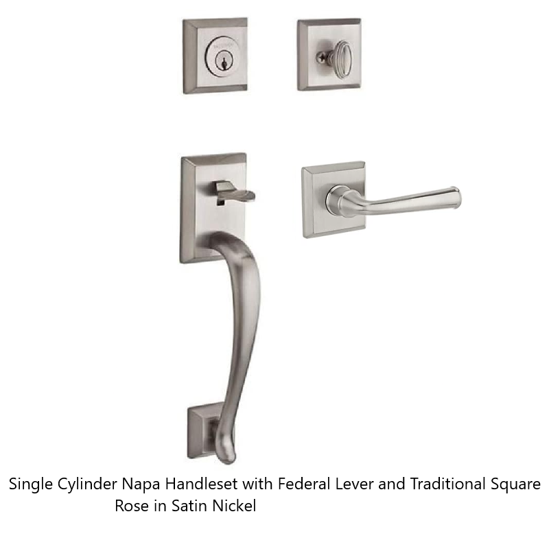Baldwin - Reserve Collection - Sectional Handlesets - Napa Tubular Entry Handleset with Interior Lever (Single Cylinder)