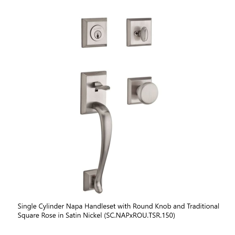 Baldwin - Reserve Collection - Sectional Handlesets - Napa Tubular Entry Handleset with Interior Knob (Single Cylinder)