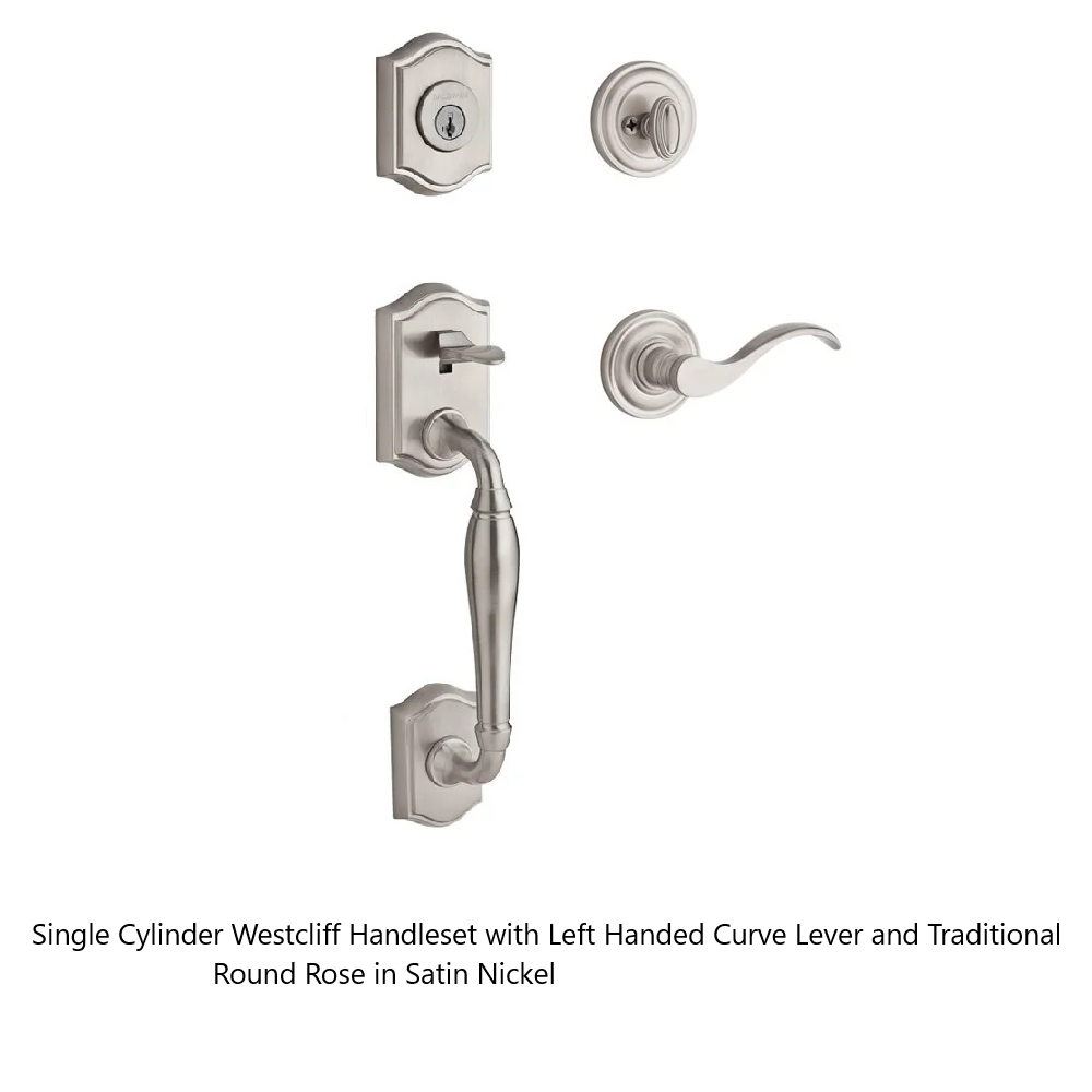 Baldwin - Reserve Collection - Sectional Handlesets - Westcliff Tubular Entry Handleset with Interior Lever (Single Cylinder)