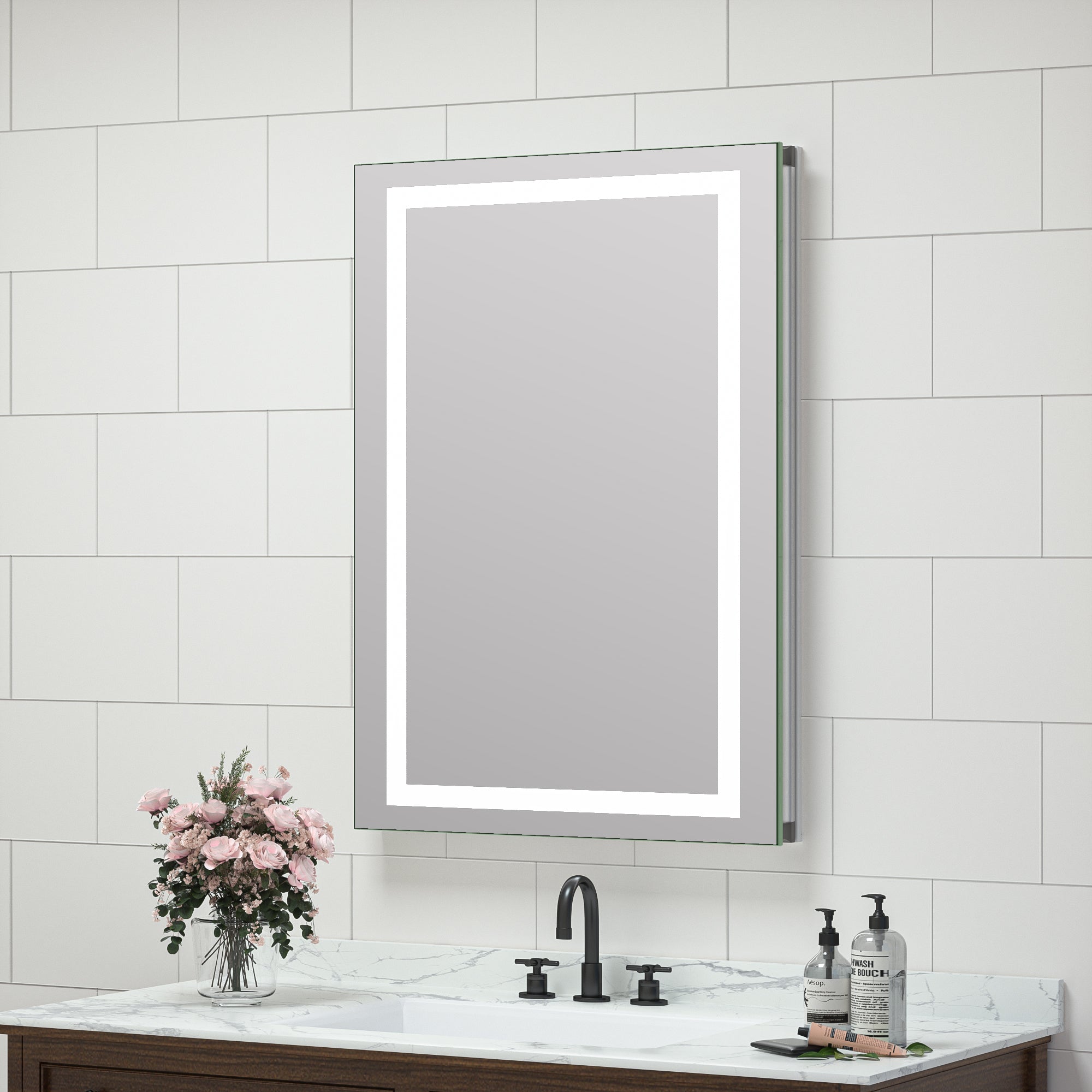 Sofia Medicine Cabinets - Valentina Collection - LED Framed/Frameless Single Door Medicine Cabinet (30" Height)