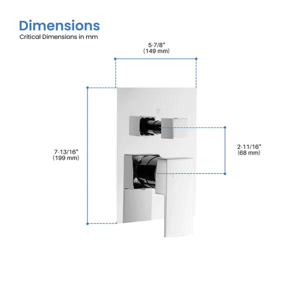 Casa Fixtures - Valve Trim Plate - Quadro 3 Function Rough-in Valve Trim Plate (SVT2-3)