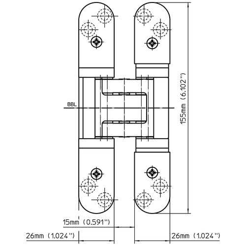 Tectus - Simonswerk - TE 526 3D Concealed Stainless Steel Hinge (Each)