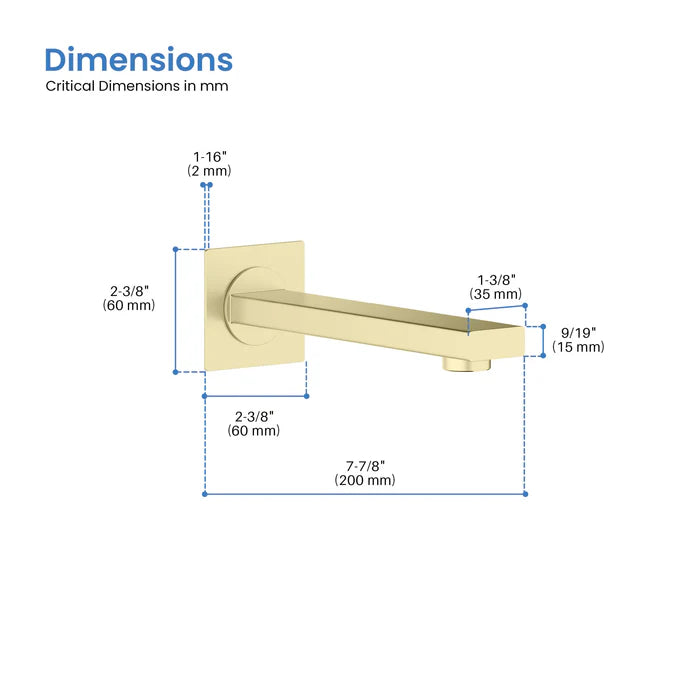 Casa Fixtures - Tub Spout - Quadra Metal Tub Spout (TS101)