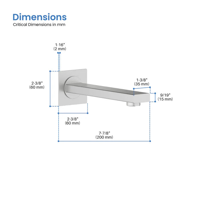 Casa Fixtures - Tub Spout - Quadra Metal Tub Spout (TS101)
