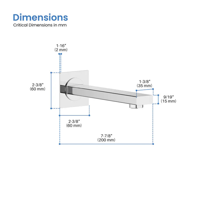 Casa Fixtures - Tub Spout - Quadra Metal Tub Spout (TS101)