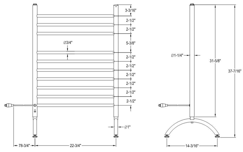 Kingston - Towel Warmer - Templeton TWF3123 Freestanding Plug-In Electric Towel Warmer