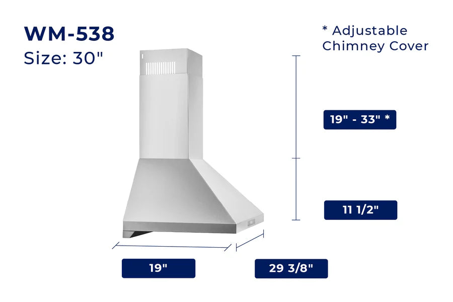 Hauslane - Wall-Mounted Range Hoods - WM-538 Convertible Range Hood