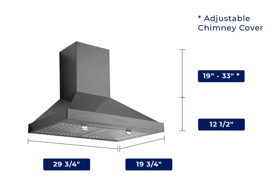 Hauslane - Wall-Mounted Range Hoods - WM-590BSS Convertible Range Hood