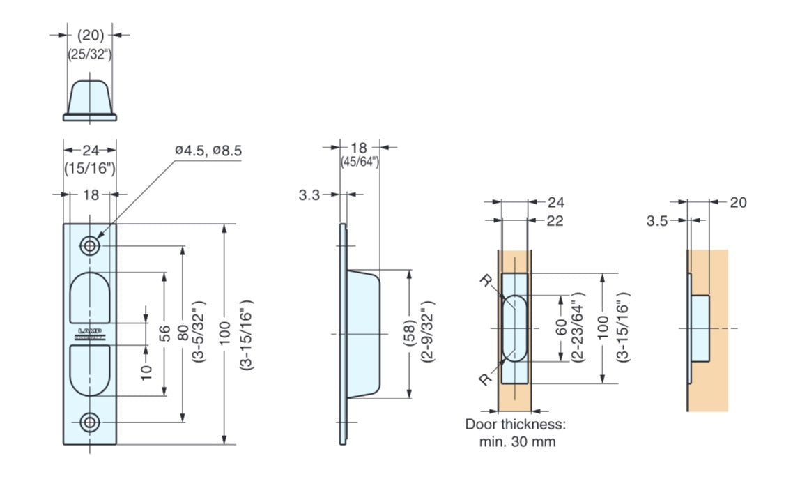 Sugatsune YK-W100 Stainless Steel Recessed Pull