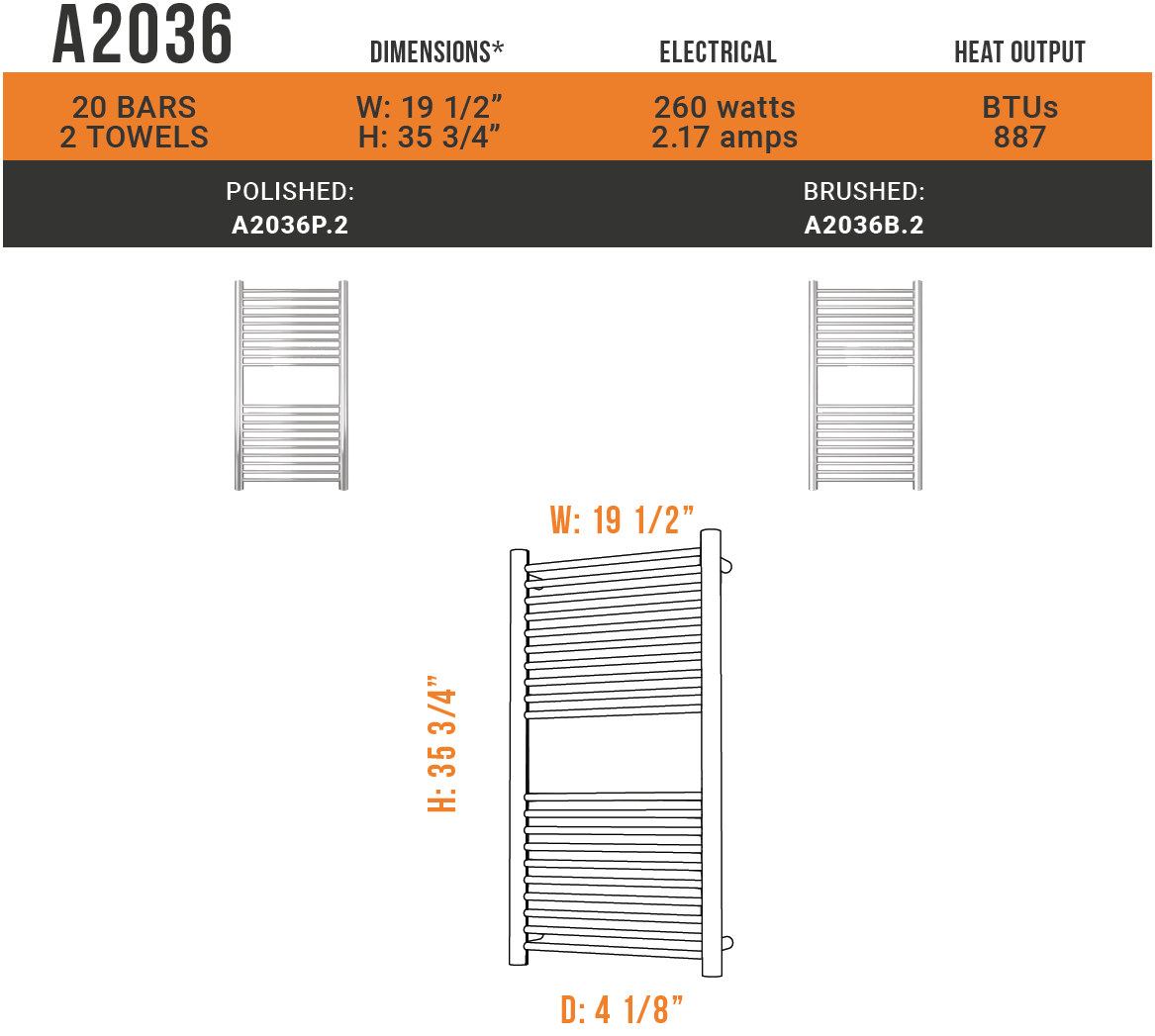 Amba - Antus Collection - Model A2036.2 Towel Warmer