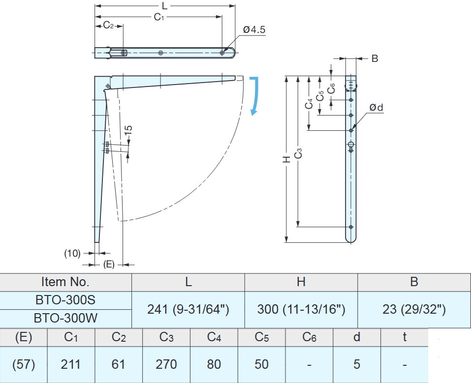 Sugatsune - Folding Bracket - BTO-300 Folding Bracket w/ Stopper