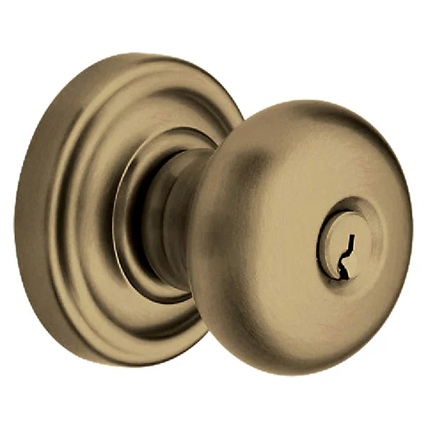Baldwin - Estate Collection - Keyed Knobs & Levers - 5205 Classic Keyed Door Knob w/ Classic Rose (Pre-Configured)