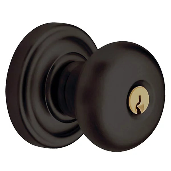 Baldwin - Estate Collection - Keyed Knobs & Levers - 5205 Classic Keyed Door Knob w/ Classic Rose (Pre-Configured)