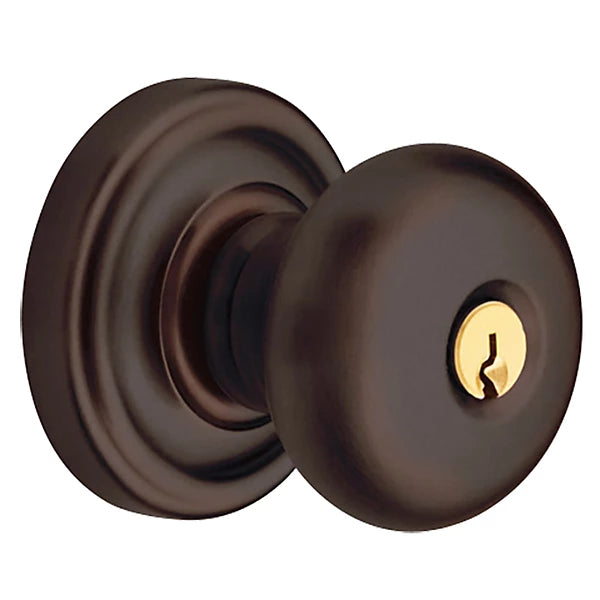Baldwin - Estate Collection - Keyed Knobs & Levers - 5205 Classic Keyed Door Knob w/ Classic Rose (Pre-Configured)