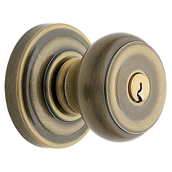 Baldwin - Estate Collection - Keyed Knobs & Levers - 5210 Colonial Keyed Door Knob w/ R030 Rose (Pre-Configured)