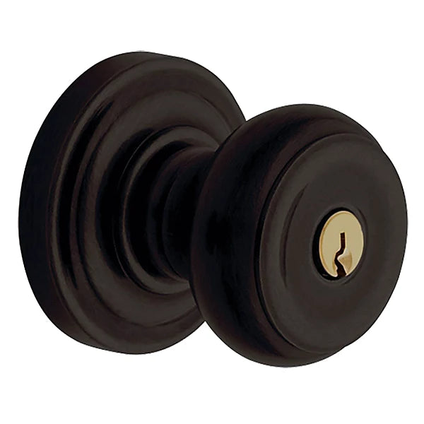 Baldwin - Estate Collection - Keyed Knobs & Levers - 5210 Colonial Keyed Door Knob w/ R030 Rose (Pre-Configured)
