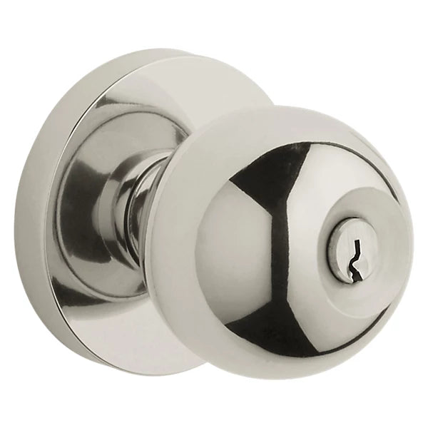Baldwin - Estate Collection - Keyed Knobs & Levers - 5215 Modern Keyed Door Knob w/ Contemporary Rose (Pre-Configured)