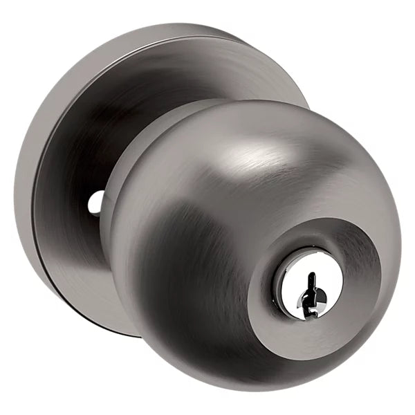 Baldwin - Estate Collection - Keyed Knobs & Levers - 5215 Modern Keyed Door Knob w/ Contemporary Rose (Pre-Configured)